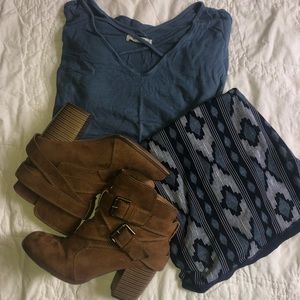 Blue patterned skirt